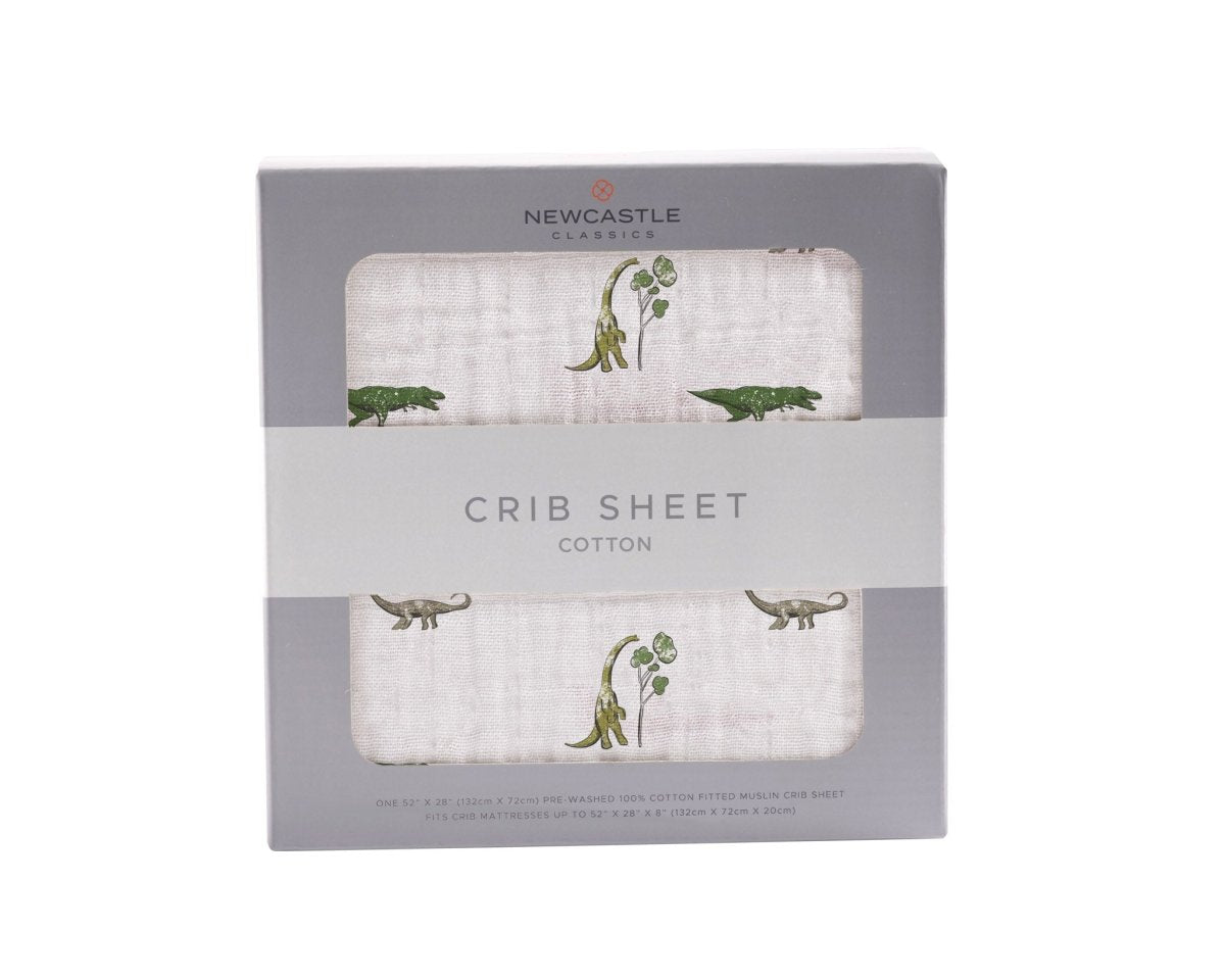Newcastle Classics Dino Days Cotton Muslin Crib Sheet with Breathable Comfort for Babies - 