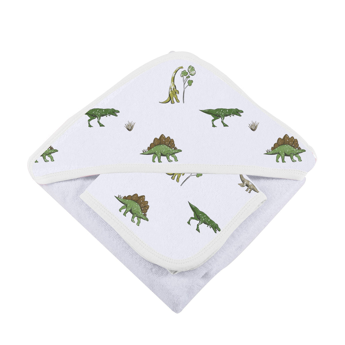 Newcastle Classics Dino Days Hooded Towel And Washcloth Set For Baby 100 Percent CottonEveretts Place
