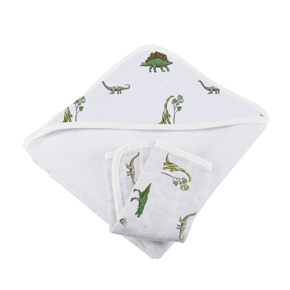 Newcastle Classics Dino Days Hooded Towel And Washcloth Set For Baby 100 Percent CottonEveretts Place