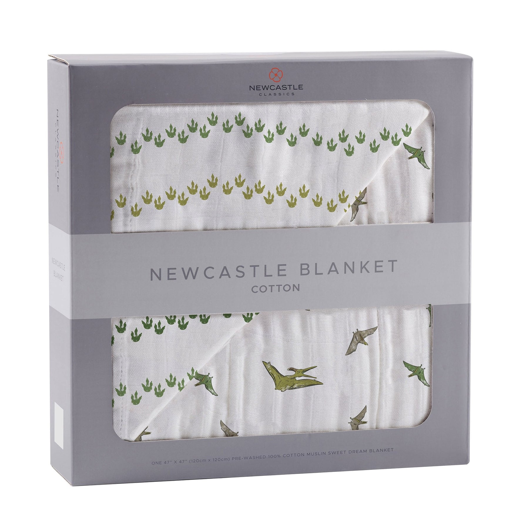 Newcastle Classics Dino Feet Cotton Muslin Blanket with Soft Breathable Fabric for Kids - Baby & Toddler > Swaddling & Receiving Blankets > Receiving Blankets Cotton Newcastle Blanket