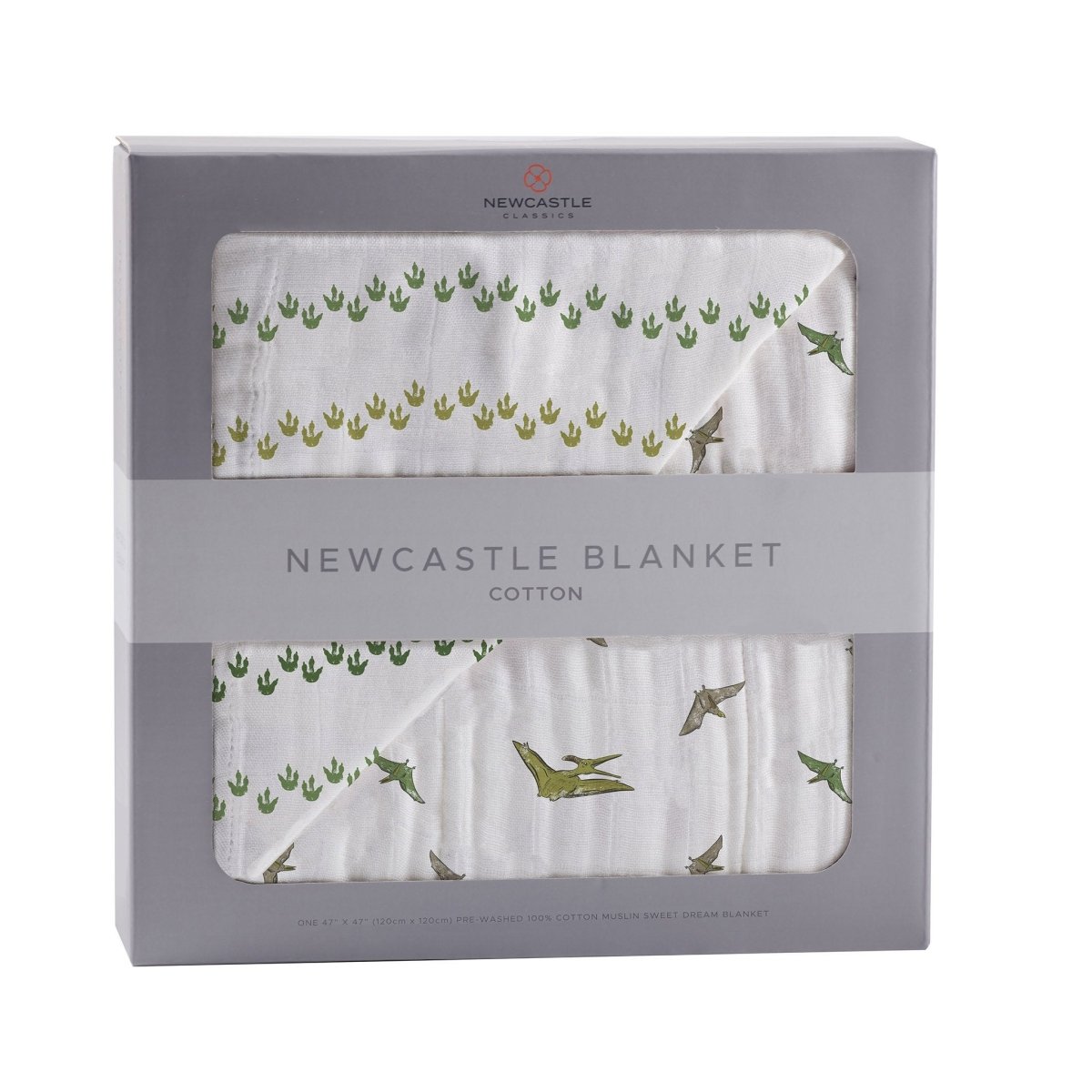 Newcastle Classics Dino Feet Cotton Muslin Blanket with Soft Breathable Fabric for Kids - 