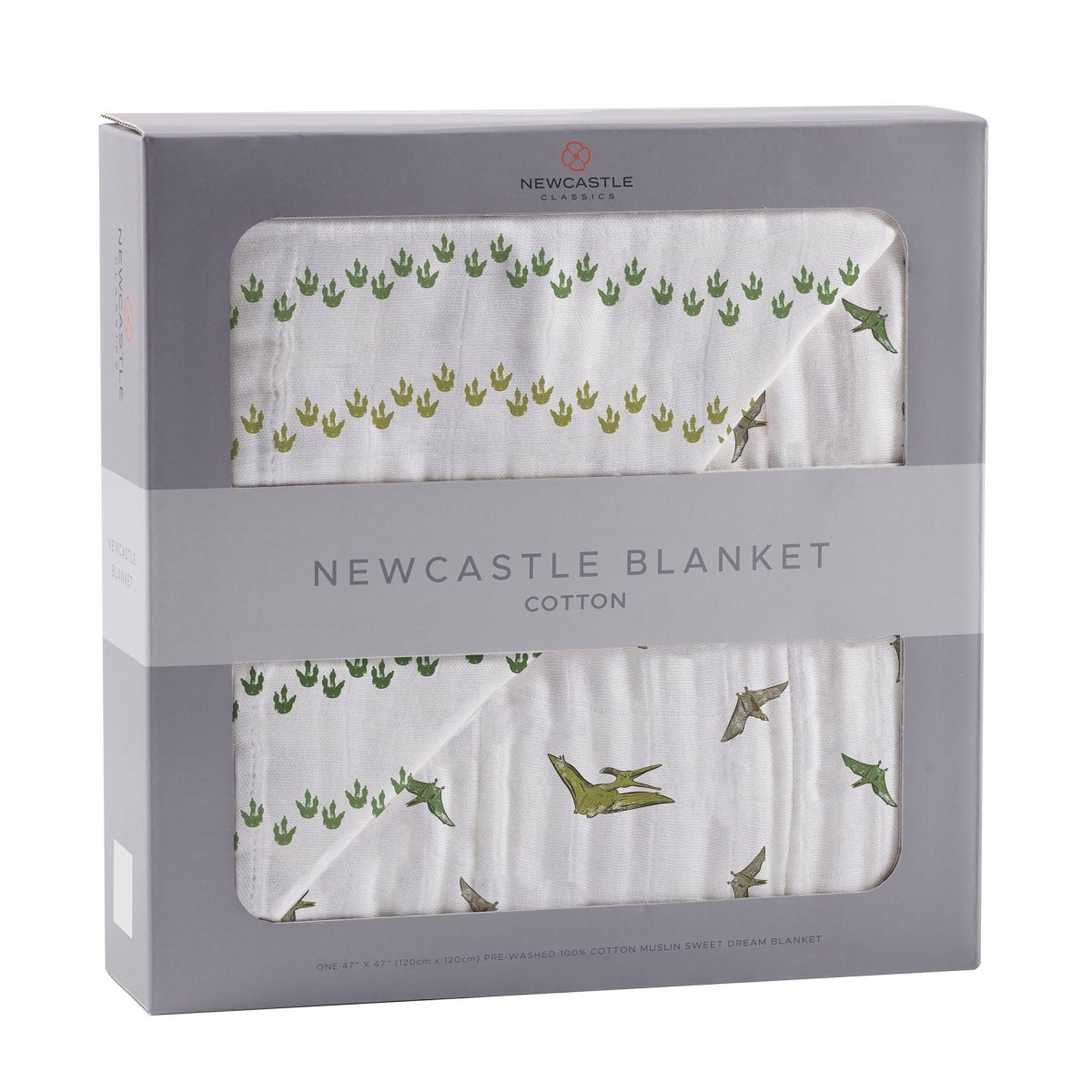 Newcastle Classics Dino Feet Cotton Muslin Blanket with Soft Breathable Fabric for Kids - 