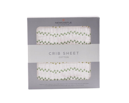 Dino Feet Cotton Muslin Crib Sheet Soft Breathable Comfy Bedding 28x52 Inches Newcastle Classics
