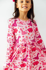 Mila & Rose ® Dino Kisses L/S Pocket Twirl Dress - 
