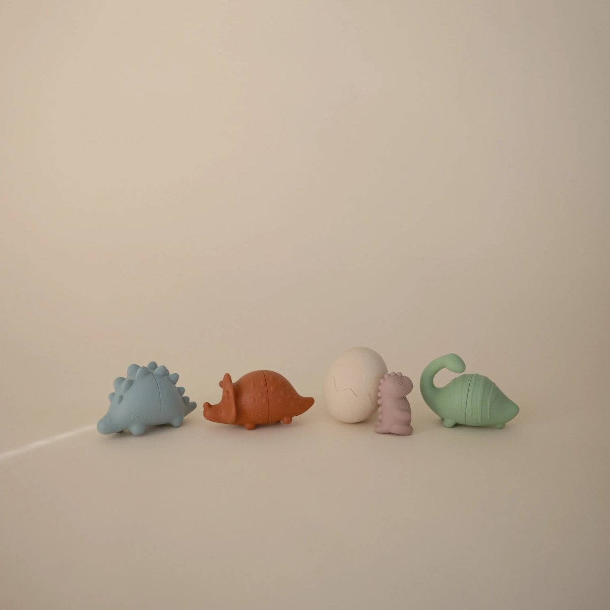 Mushie Dino Mold Free Bath Play Set with Soft Silicone Dinosaurs and Egg - 