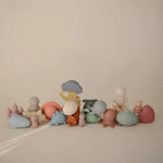 Mushie Dino Mold Free Bath Play Set with Soft Silicone Dinosaurs and Egg - 