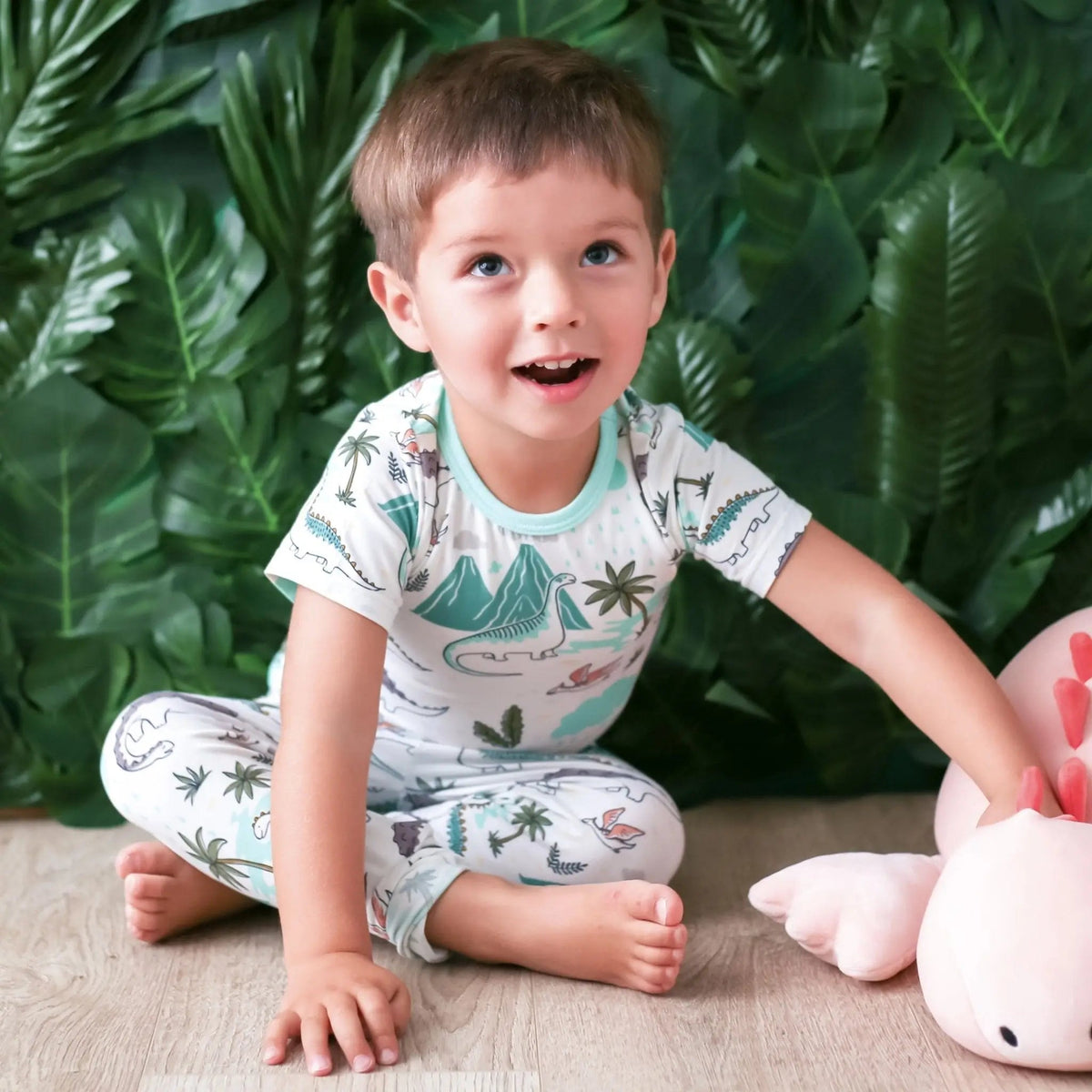 Bestaroo Dinomite Dreams Bamboo Pajama Set For Kids Super Soft Cozy Sleepwear - 