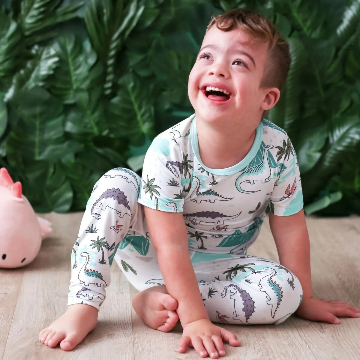 Bestaroo Dinomite Dreams Bamboo Pajama Set For Kids Super Soft Cozy Sleepwear - 