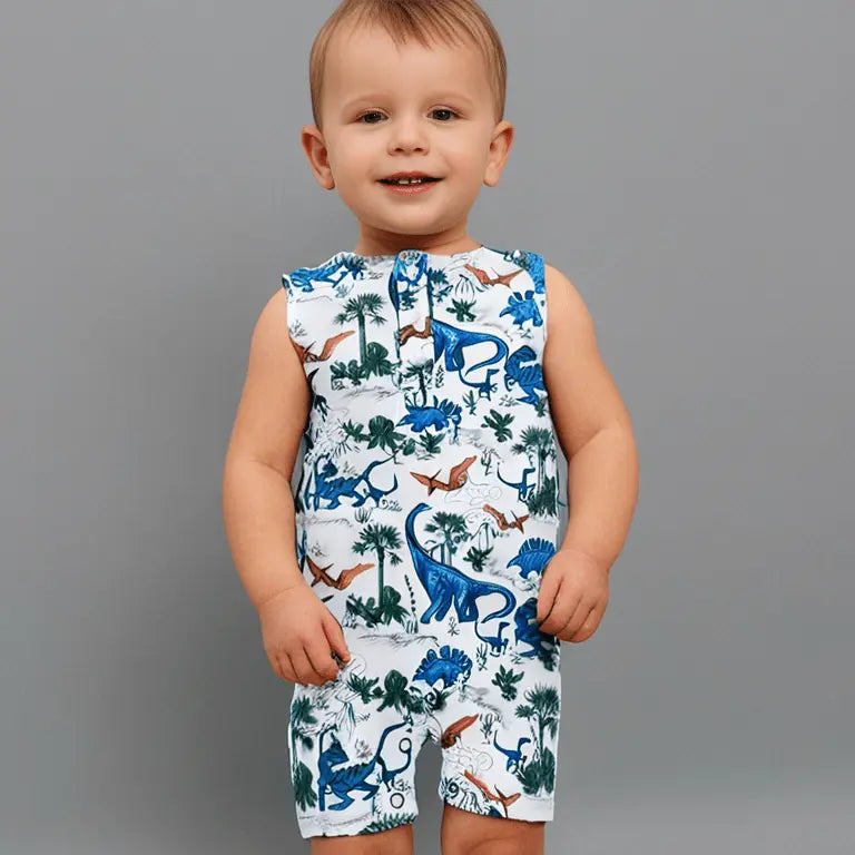 Sweet Bamboo Dinosaur Adventures Tank Romper - 