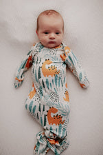 Three Little Tots Dinosaur Themed Newborn Knotted Gown - 