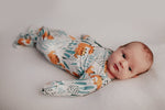 Three Little Tots Dinosaur Themed Newborn Knotted Gown - 