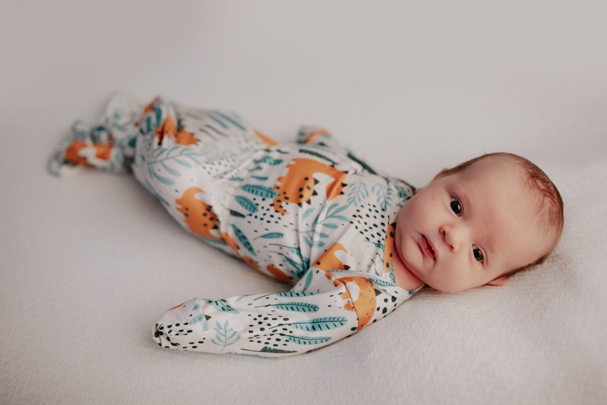 Three Little Tots Dinosaur Themed Newborn Knotted Gown - 