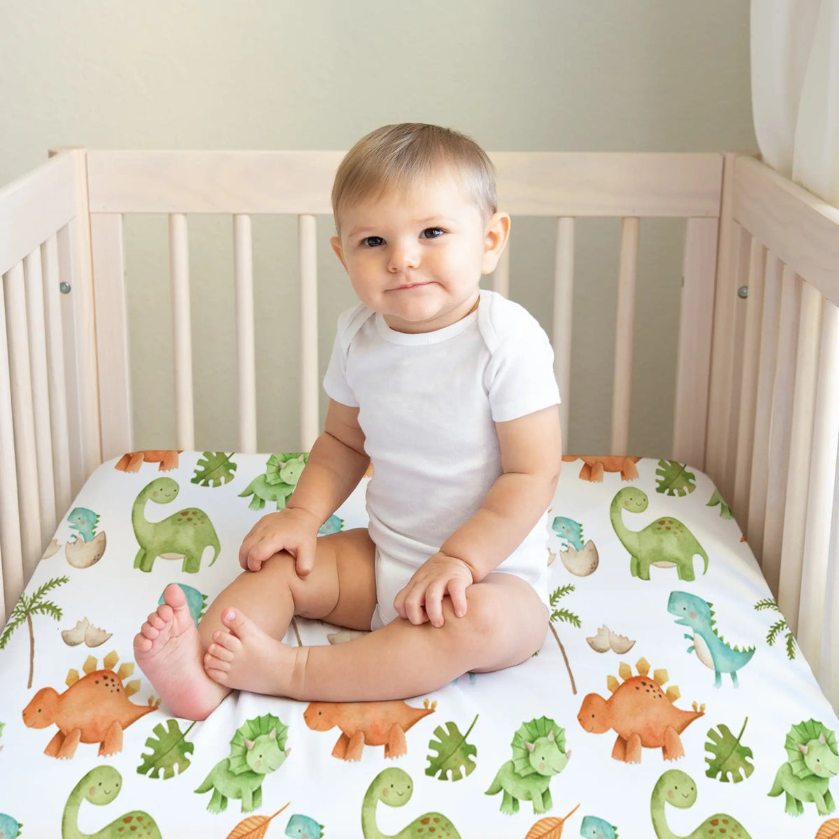 Honey Lemonade Dinosaurs Fitted Crib Sheet - 