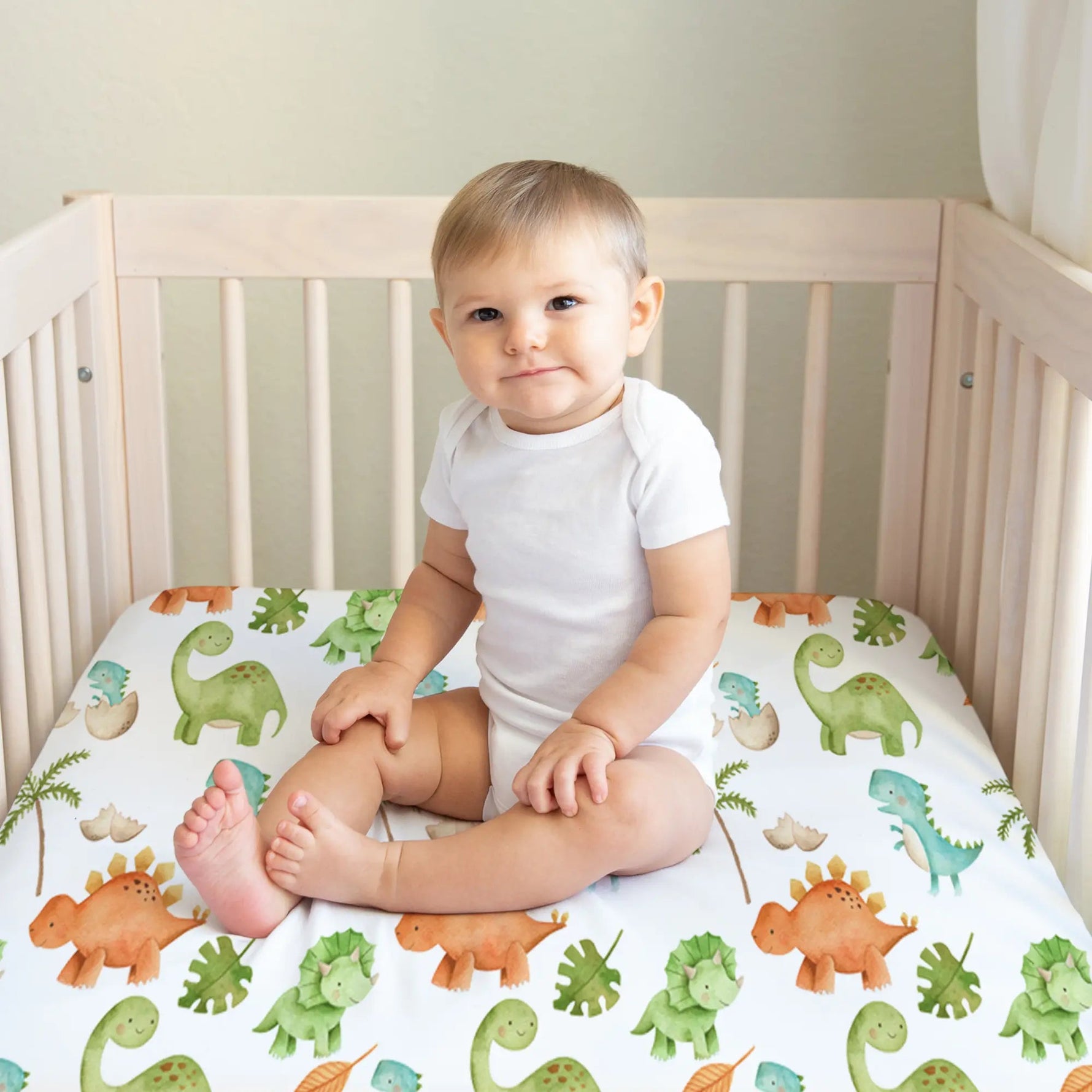 Honey Lemonade Dinosaurs Fitted Crib Sheet - 