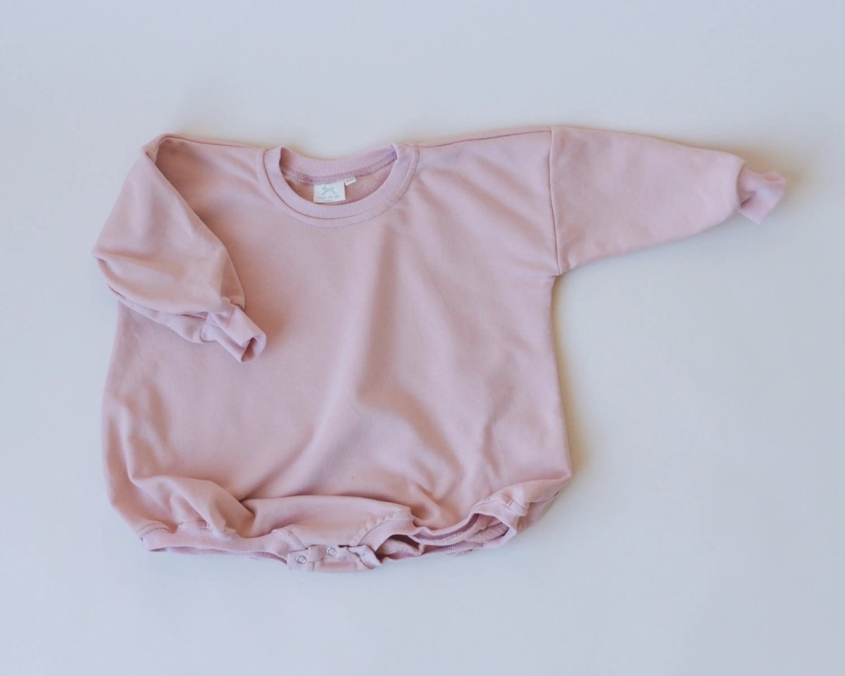 Little Joy Co. Distressed Heart Sweatshirt Romper With Snap Crotch - Everetts Place Boutique - 