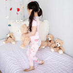 Bestaroo Ditzy Floral Short Sleeve Pajamas For Kids In Pink Bamboo - 