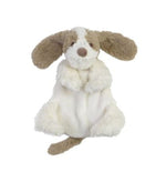 Soft plush dog toy with easy-to-grasp limbs and a friendly face