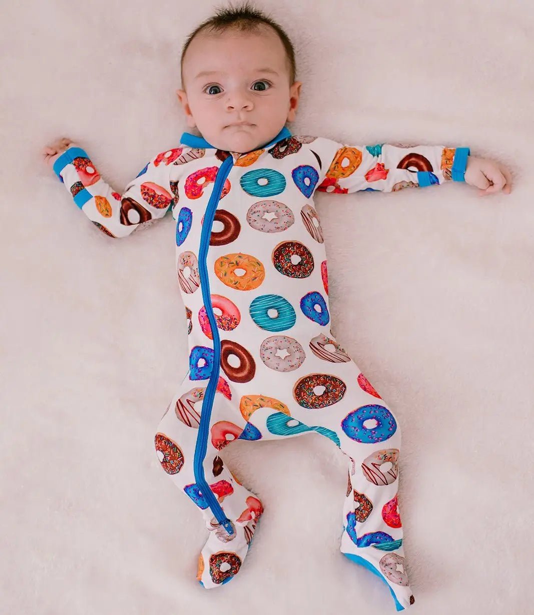 Bestaroo Donut Disturb Bamboo Baby Footie With Chicken Print And Two Way Zipper - 