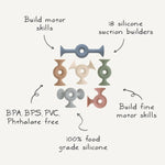 Mushie Donut Silicone Suction Builder Toys Set of 18 Non-Toxic Flexible Creativity Stacking Playtime Bath Time -