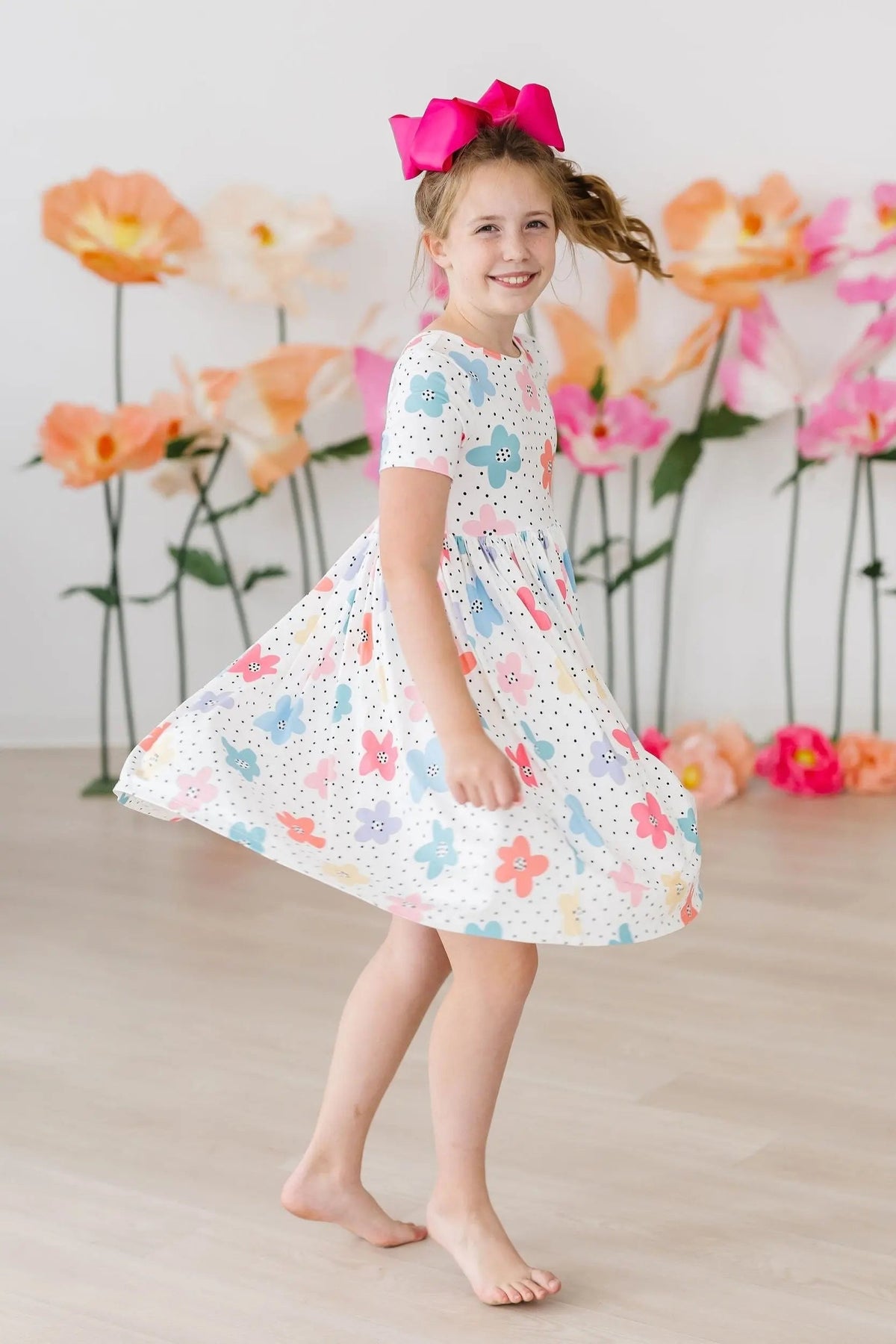 Mila & Rose ® Dots & Daisies S/S Pocket Twirl Dress - 