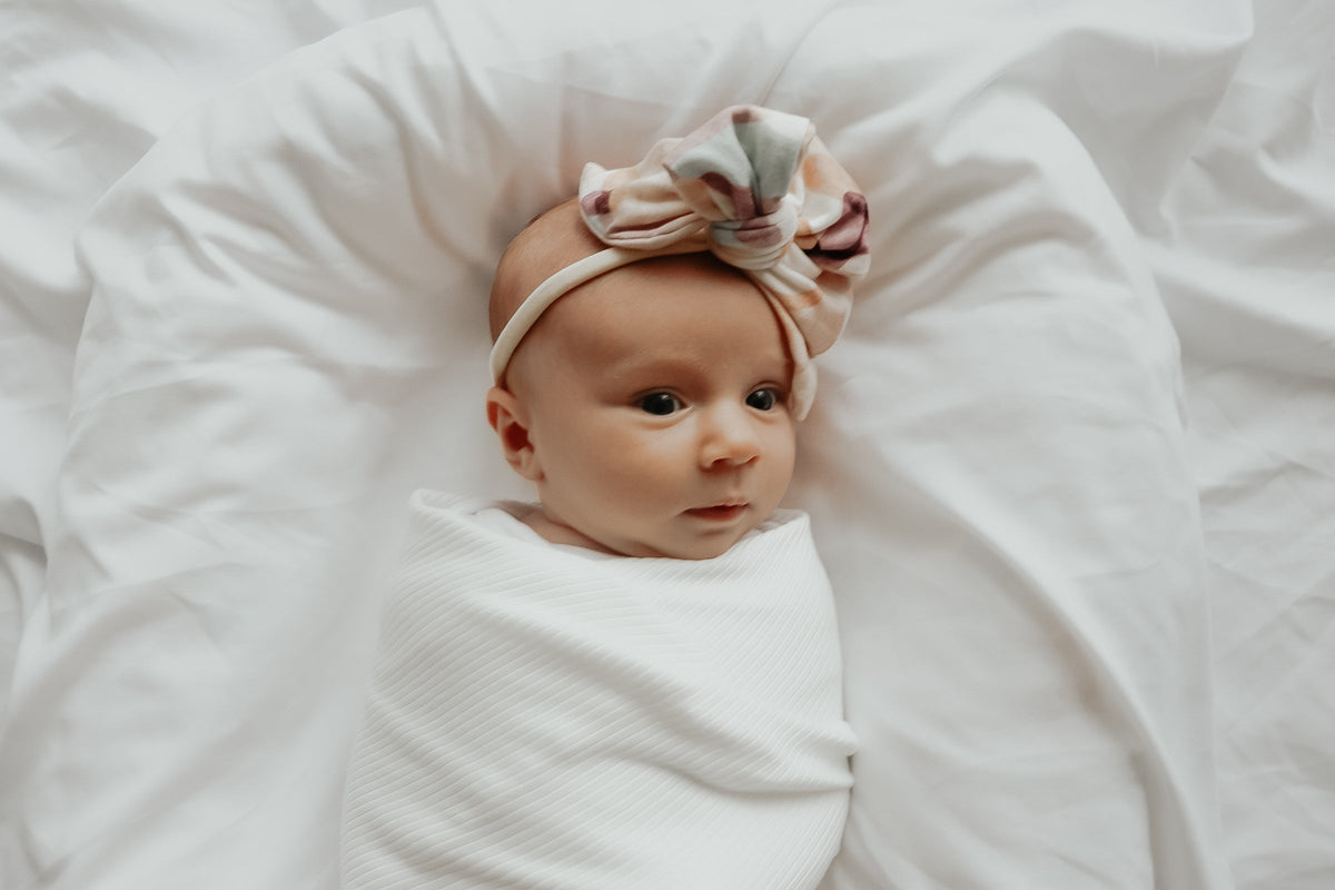 Little Mae & Co Dove Ribbed Stretch SwaddleEveretts Place