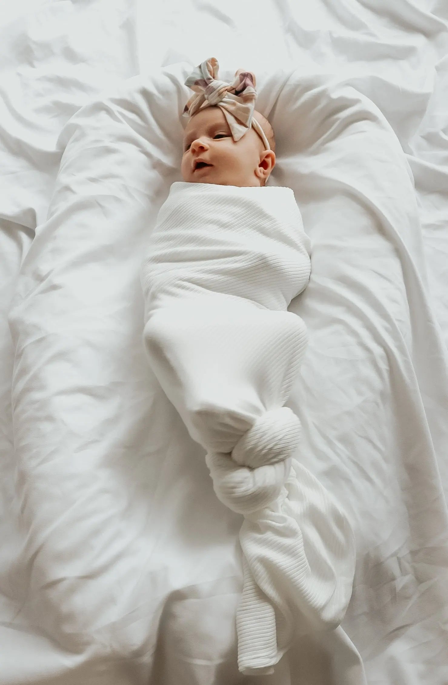 Little Mae & Co Dove Ribbed Stretch Swaddle - 