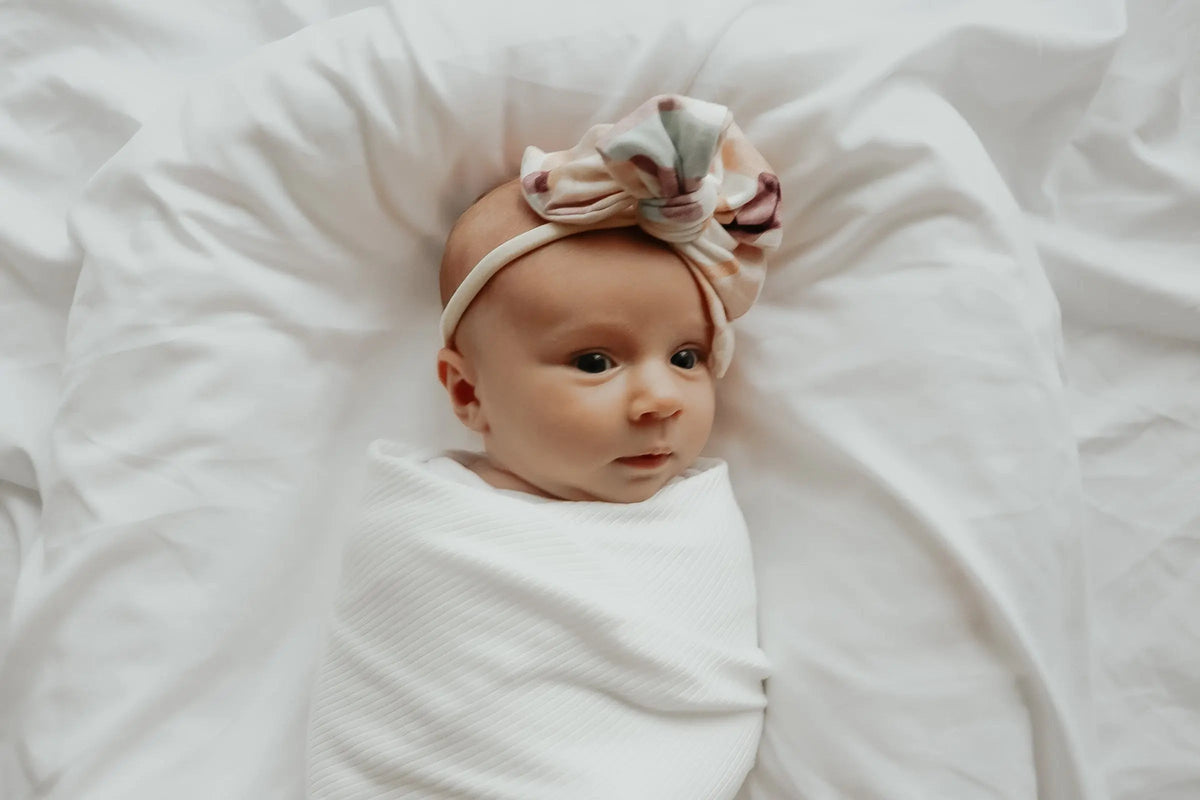 Little Mae & Co Dove Ribbed Stretch Swaddle - 