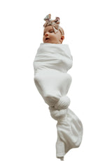 Little Mae & Co Dove Ribbed Stretch Swaddle - 