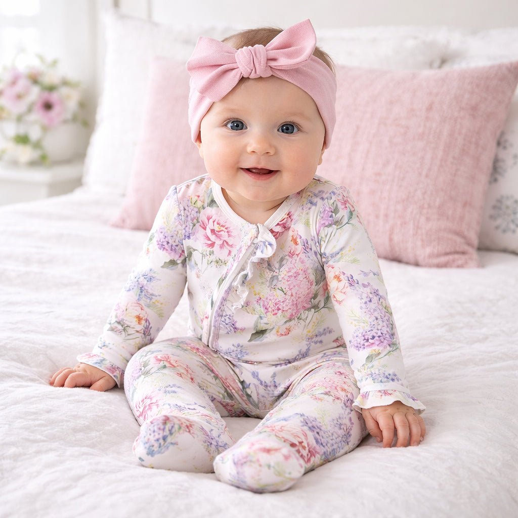 Tesa Babe Dream Blossom Soft Bamboo Baby Girl Floral Zipper RomperEveretts Place