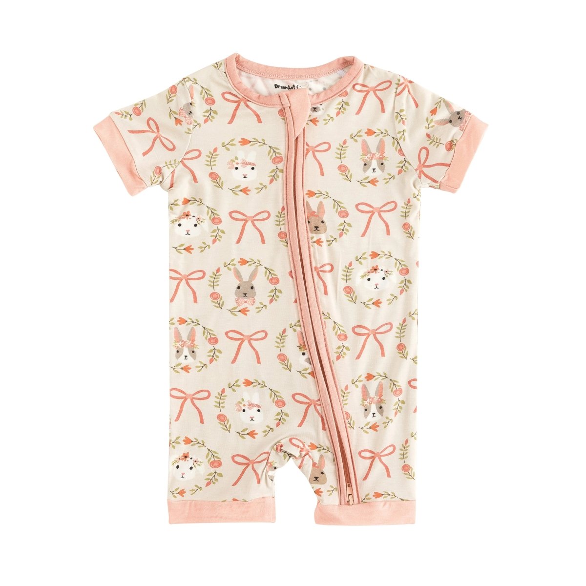 Dreamlet Dreamlet Bows And Bunnies Baby Romper Bamboo Viscose - Everetts Place Boutique - 