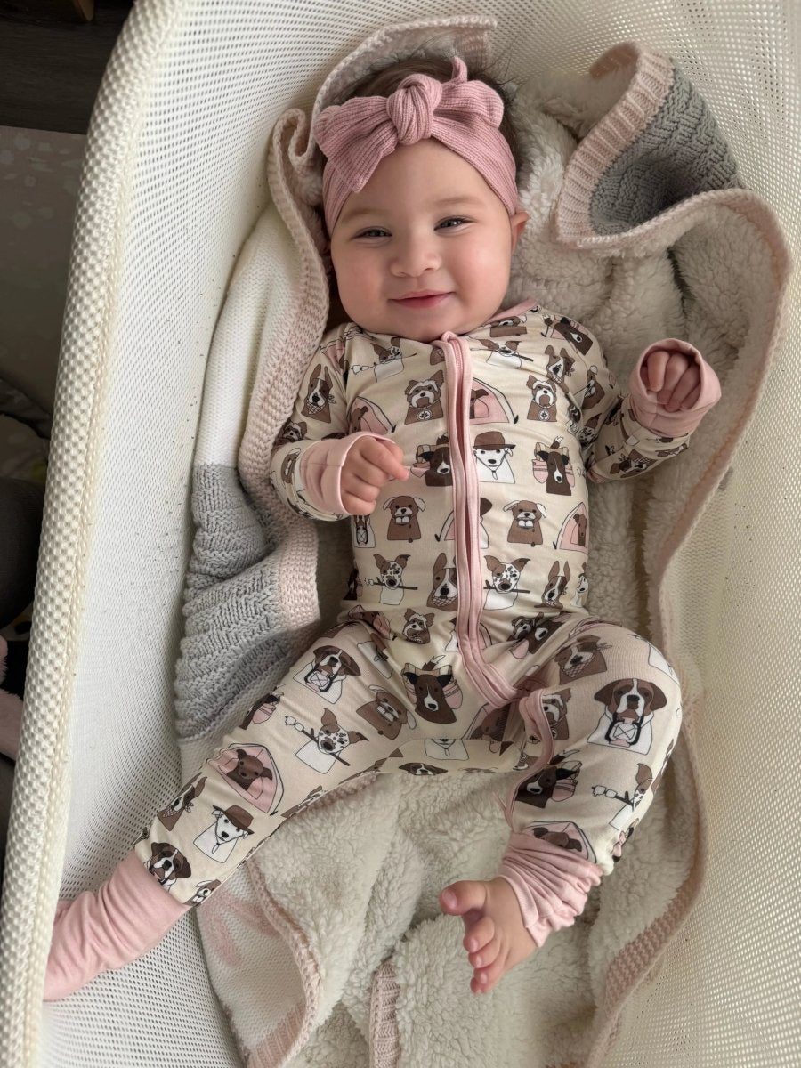 Dreamlet Dreamlet Camp Paws Convertible Zip Footies Pink For Babies - Everetts Place Boutique - 