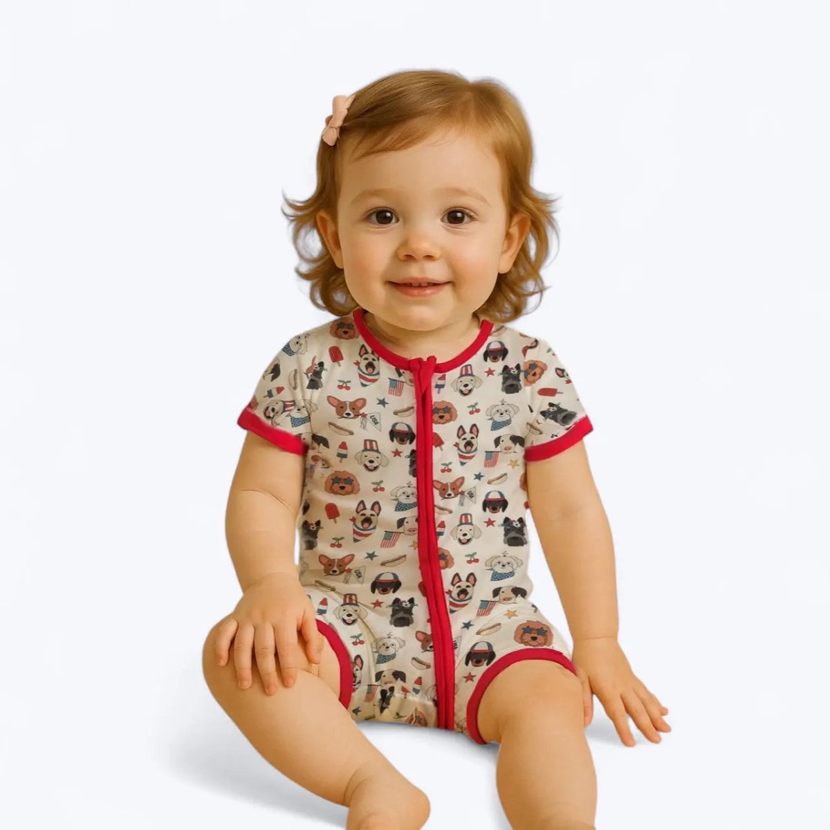 Dreamlet Dreamlet Freedom Dogs Baby Romper With Two Way Zipper - Everetts Place Boutique - 