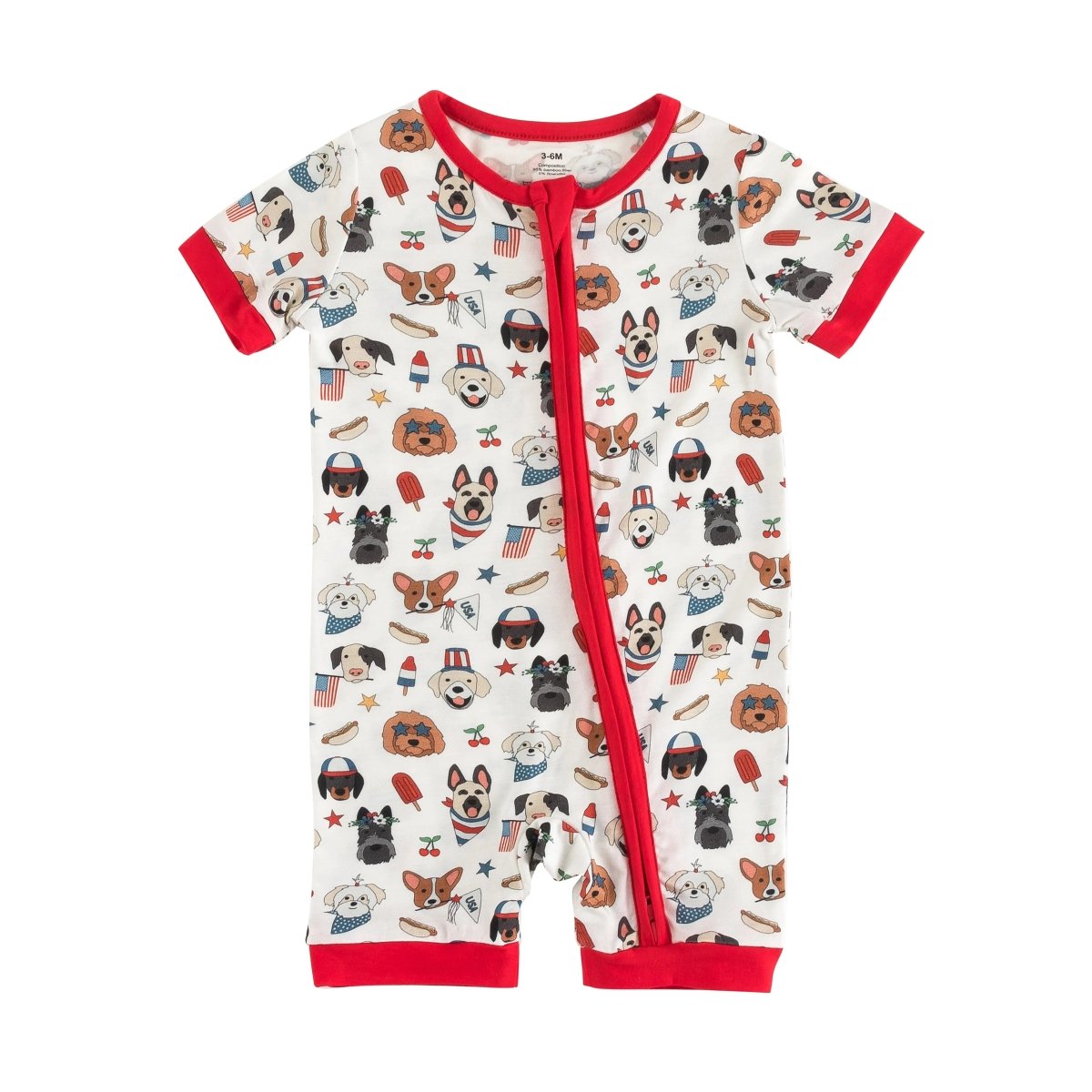Dreamlet Dreamlet Freedom Dogs Baby Romper With Two Way Zipper - Everetts Place Boutique - 