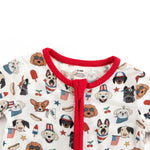 Dreamlet Dreamlet Freedom Dogs Baby Romper With Two Way Zipper - Everetts Place Boutique - 