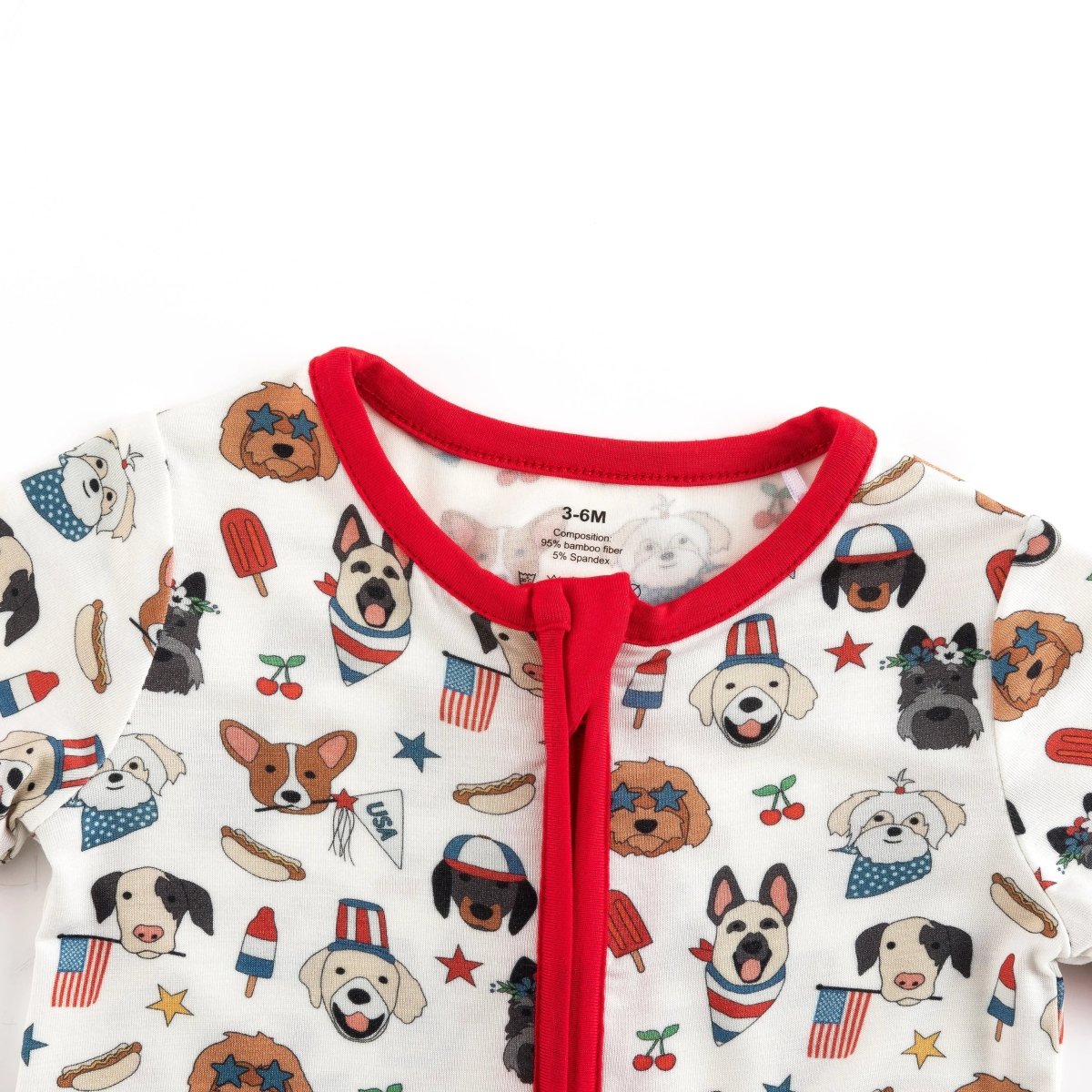 Dreamlet Dreamlet Freedom Dogs Baby Romper With Two Way Zipper - Everetts Place Boutique - 