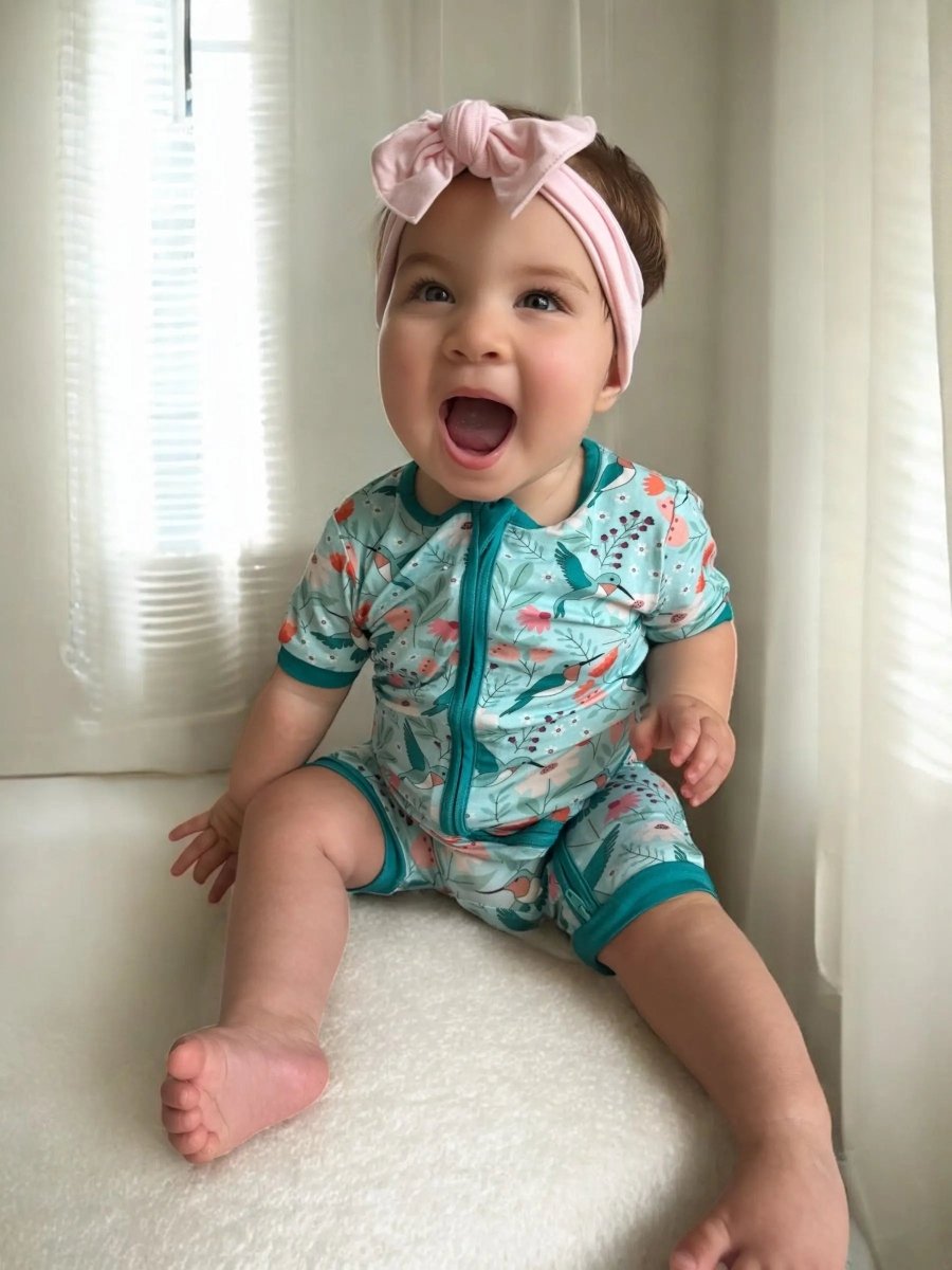Dreamlet Dreamlet Hummingbird Bloom Bamboo Romper for Babies - Everetts Place Boutique - 
