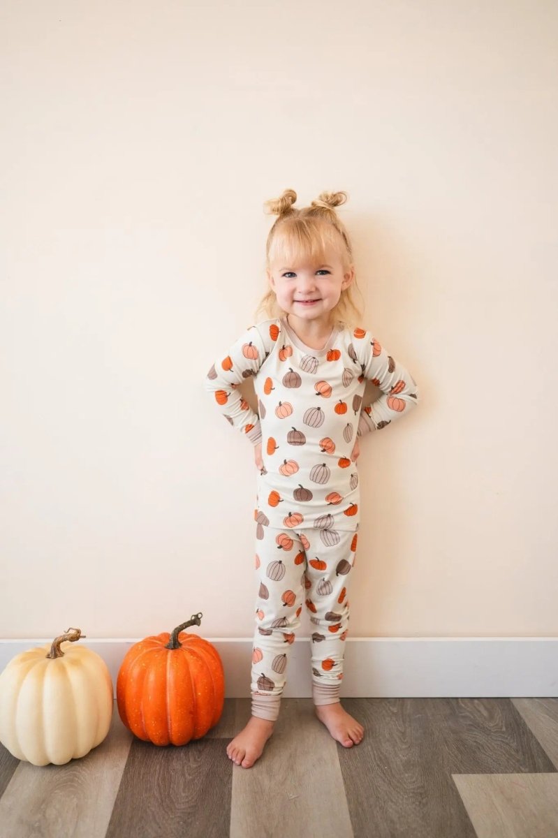 Pumpkins Beige (Long Sleeve PJ) - Sleeve, Baby & Toddler Clothing, Child, Orange, Nightwear | Everetts Place