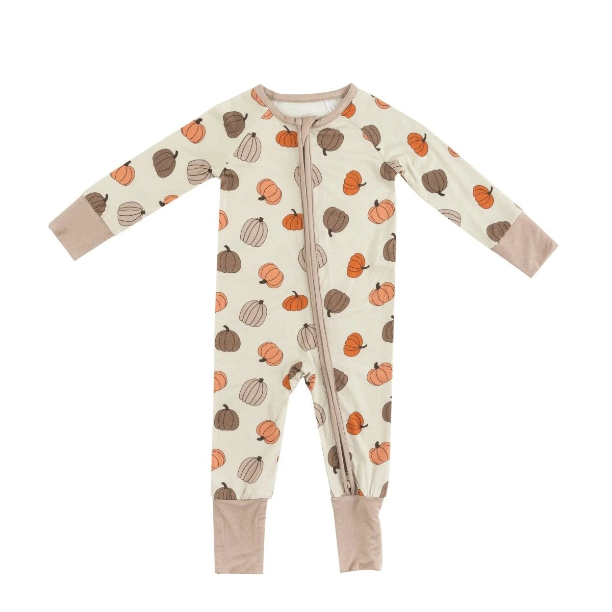 Dreamlet Dreamlet Pumpkins Beige Convertible Zip Footies Preorder - Everetts Place Boutique - 