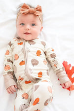 Dreamlet Dreamlet Pumpkins Beige Convertible Zip Footies Preorder - Everetts Place Boutique - 