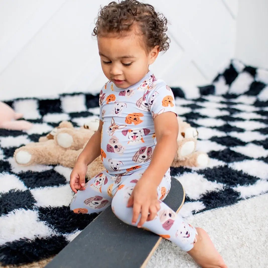 Bestaroo Dreamy Doggos Bamboo Pajama Set for Kids Short Sleeve Cozy Comfort - 