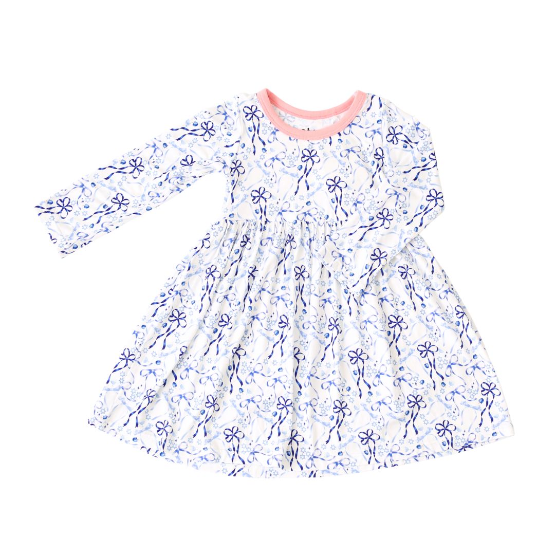 Long Sleeve Bamboo Dress - Dreidel & Star of David