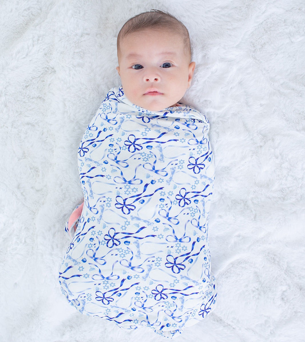 Soft Bamboo Swaddle Blanket - Dreidel Bows