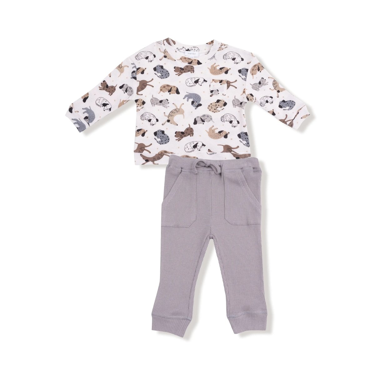Angel Dear Drop Sleeve Waffle Top And Jogger Set For Kids Cozy Wear - Everetts Place Boutique - 