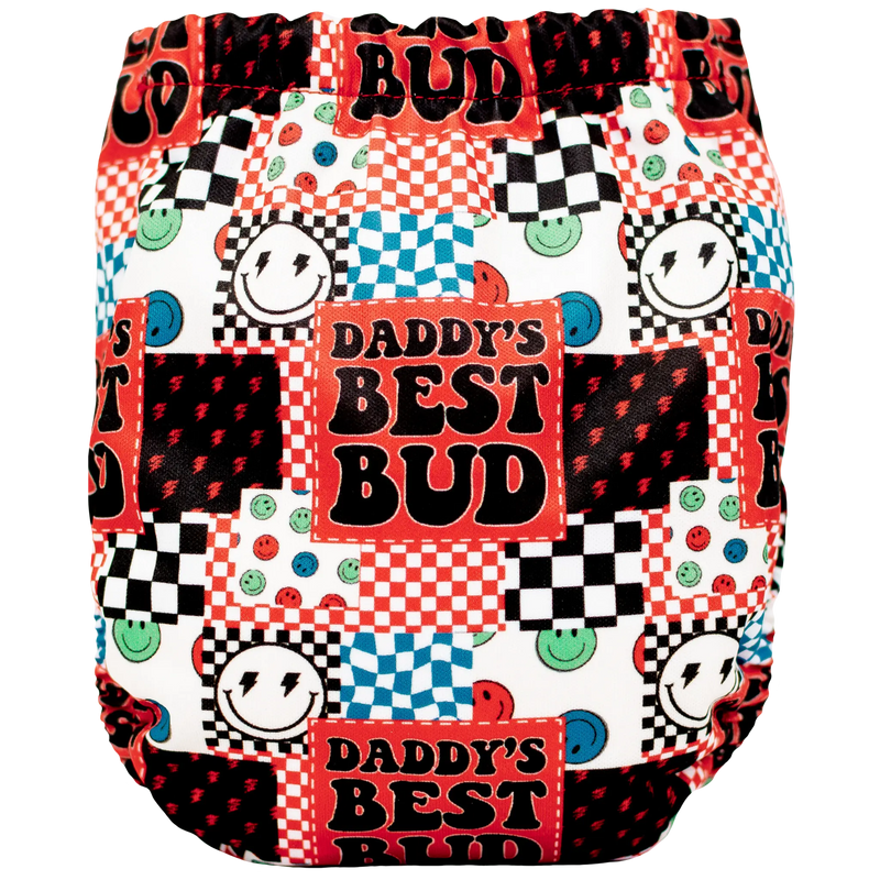 Tiny Tushies Newborn AIO Cloth Diaper with colorful patterned design