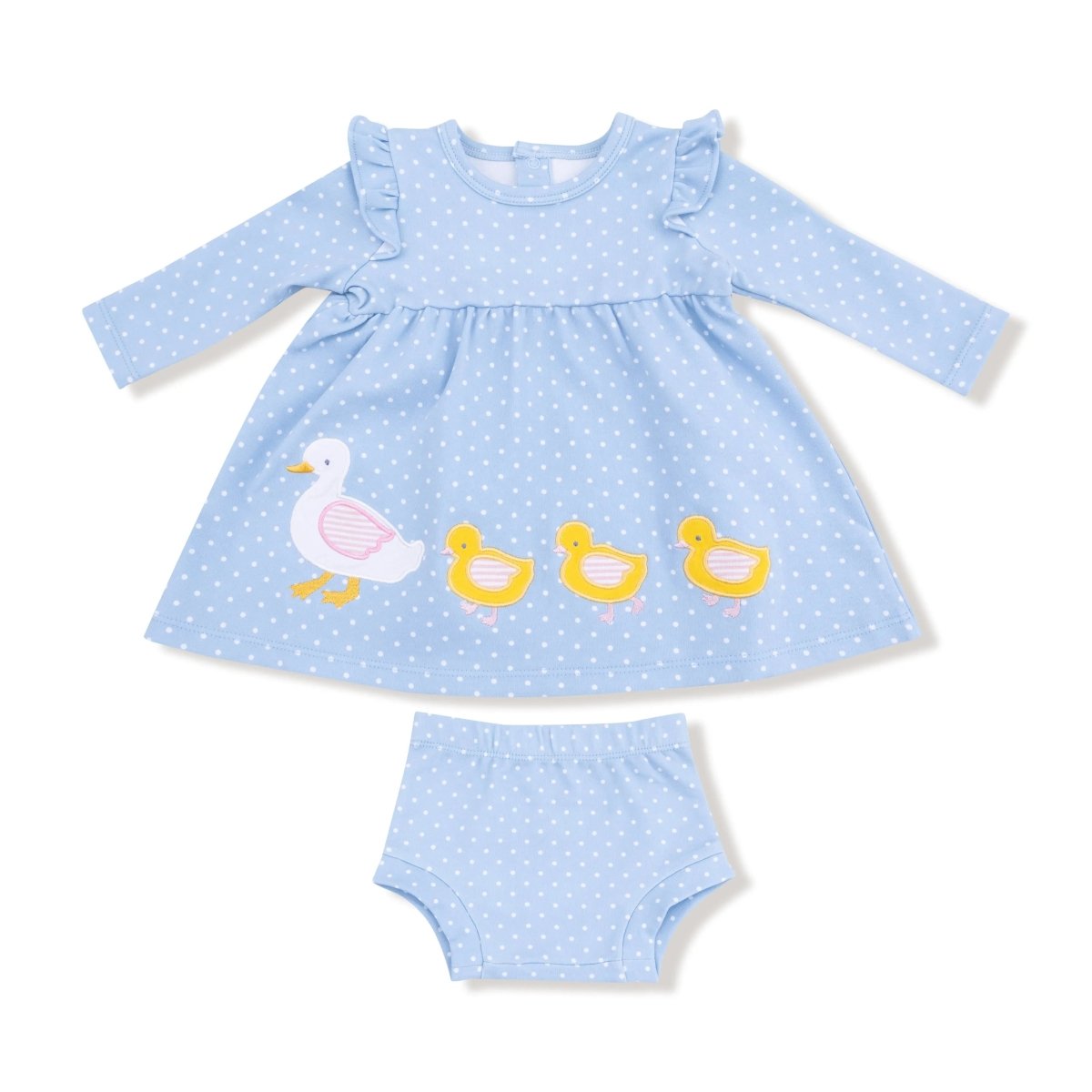 Angel Dear Duck Family Long Sleeve Dress With Diaper Cover Applique - Everetts Place Boutique - 