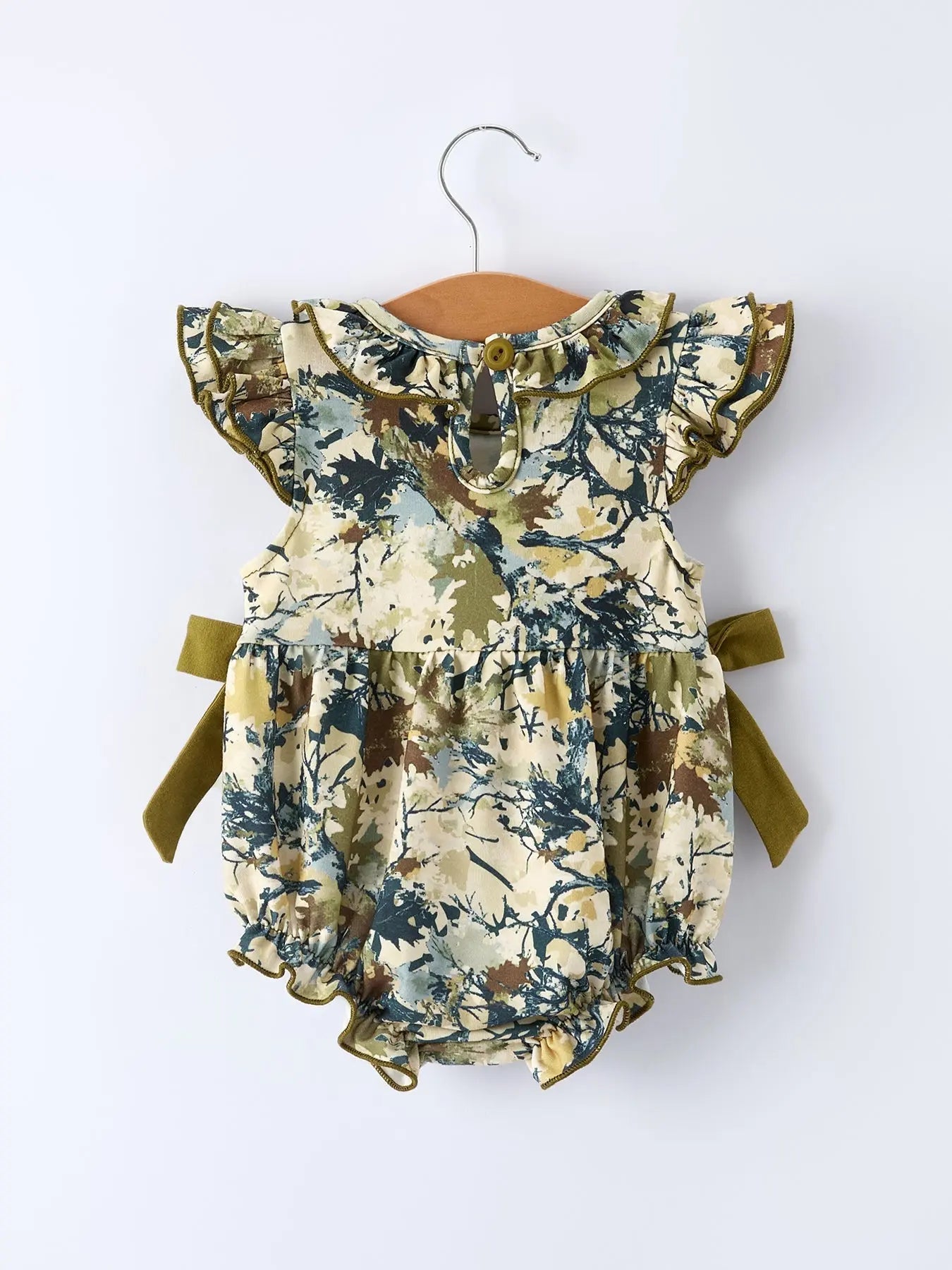 Rylee Faith Designs Duck Smocking Embroidery Baby Girls Camouflage Romper - 