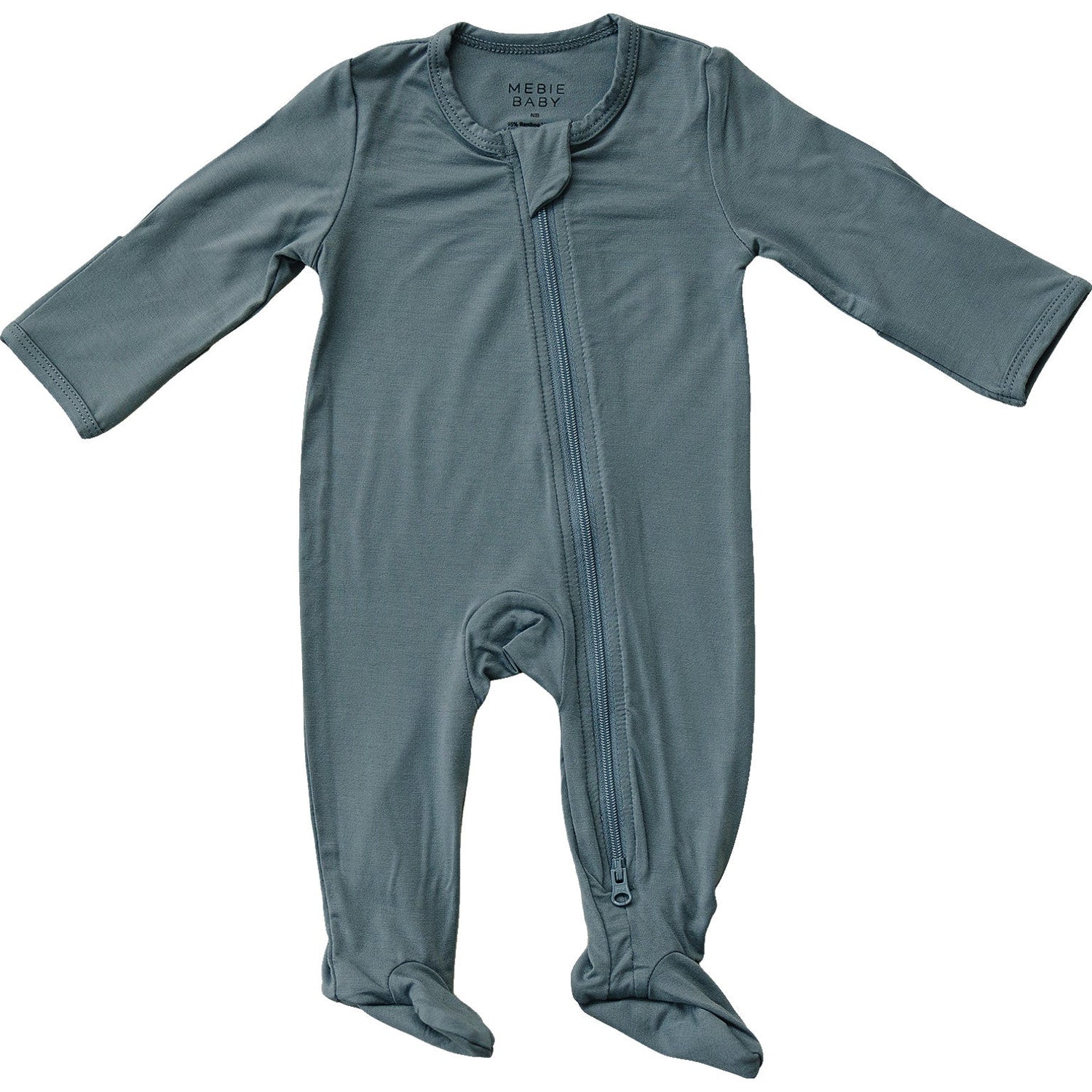 Mebie Baby Dusty Blue Bamboo Footed Zipper - 