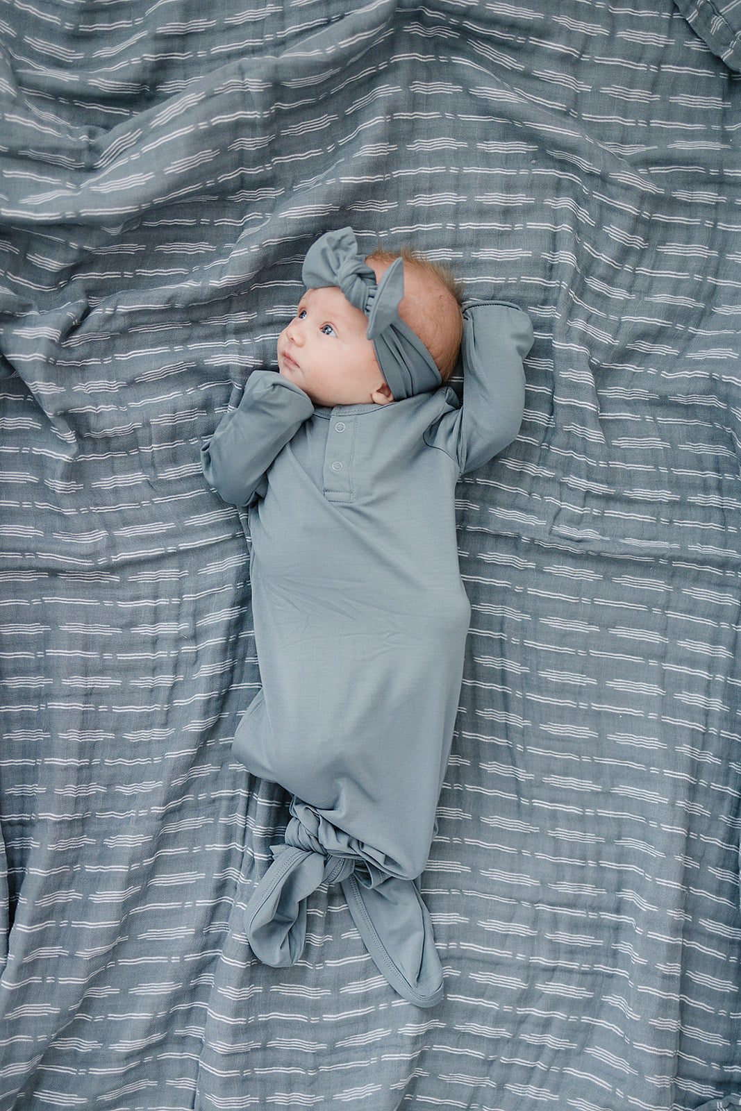 Mebie Baby Dusty Blue Bamboo Head Wrap - 