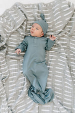 Mebie Baby Dusty Blue Bamboo Knot Gown - 