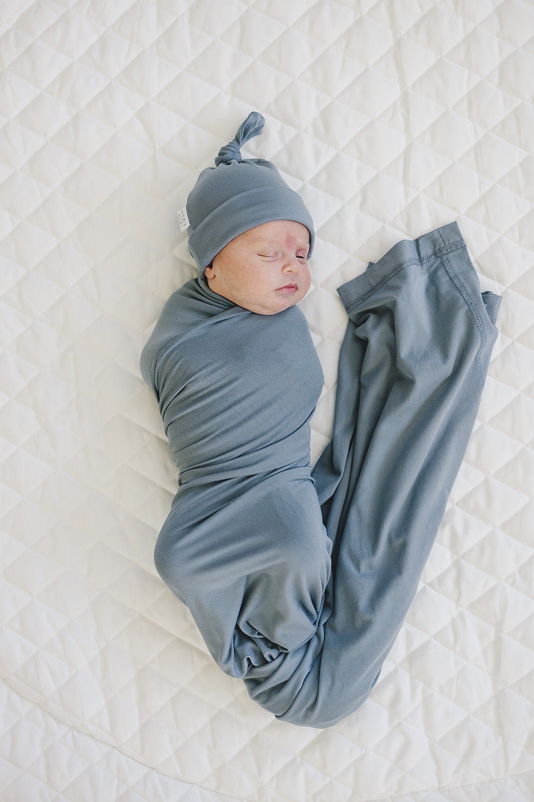 Mebie Baby Dusty Blue Bamboo Newborn Knot Hat - 
